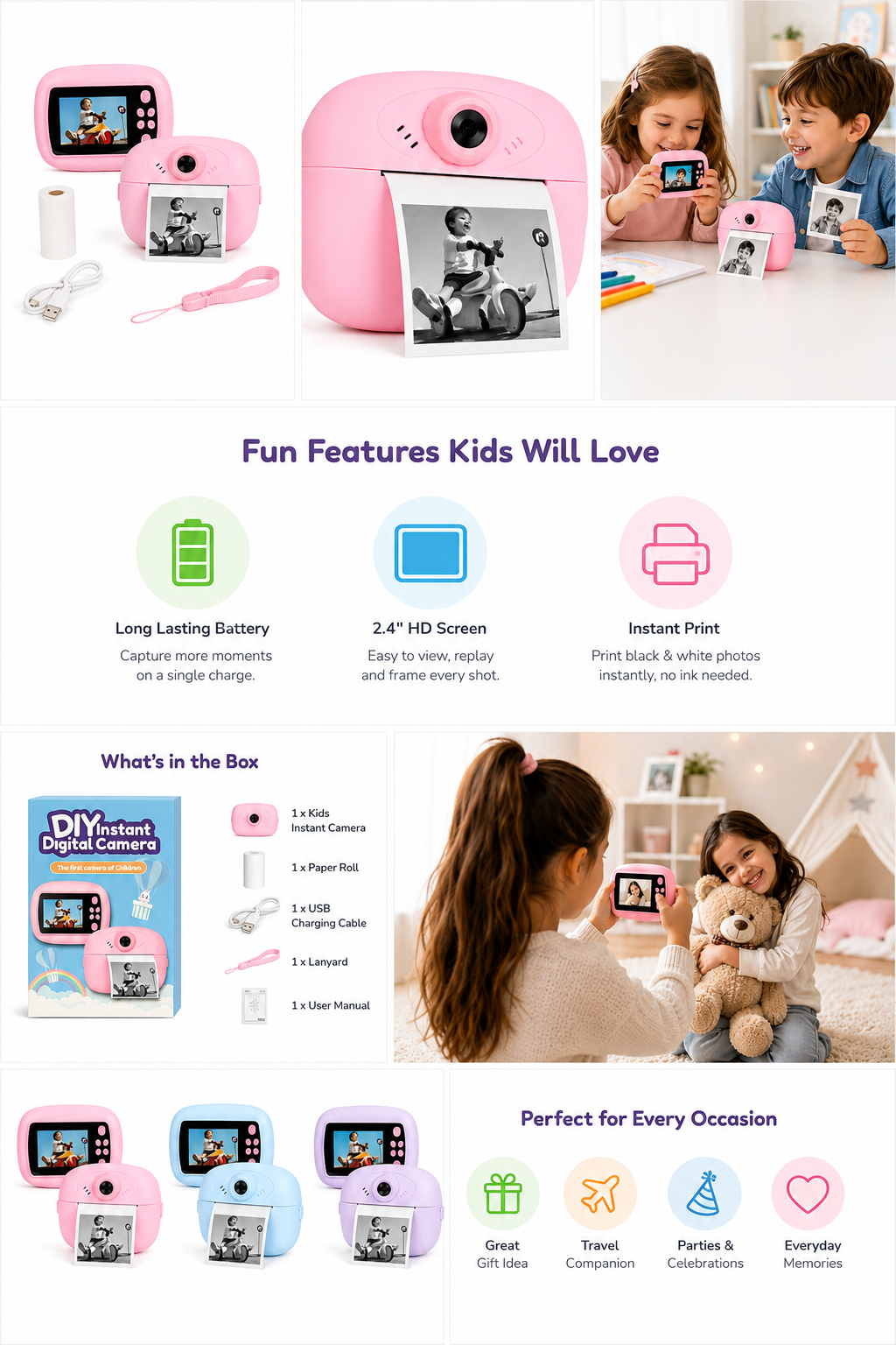 Kids Instant Print Camera – DIY Digital Camera