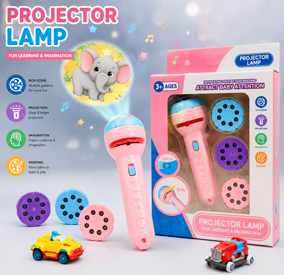 Kids Projection Flashlight Lamp – Educational Cartoon Toy| 3 Slide Discs